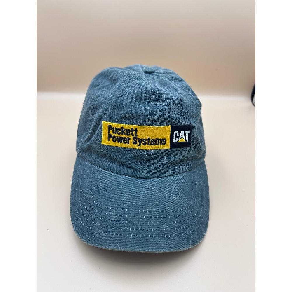 CAT Caterpillar Puckett Power Systems Hat Green Washed Cotton Adjustable Cap